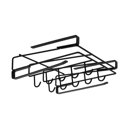 Black, Kitchen with Hook Storage Rack, Cabinet Bottom Storage Rack, Non Perforated Cabinet Door Top Shelf, Cup Holder, Sturdy And Durable, Strong Load-Bearing Capacity, Suitable for Kitchen Utensils Such As Cutting Boards, Tissues, Cloths, Etc