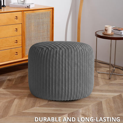 Jumbo Cord Footstool Pouffe, Round Shape Corduroy Bean Bag Ottoman Footrest for Lounge & Bedroom, Durable & Stylish Ergonomic Design