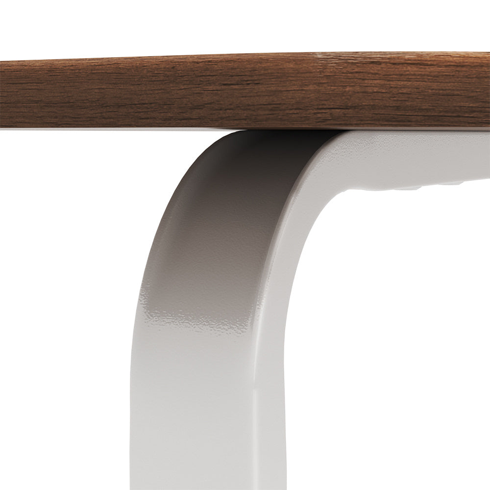 1pc Modern C-Shaped Sofa Side Table & Coffee Table - 45x30x60CM, Durable Wood & Iron Construction, Walnut/White - Sturdy Frame for Living Room, Bedroom, Garden, RV & Balcony Decor