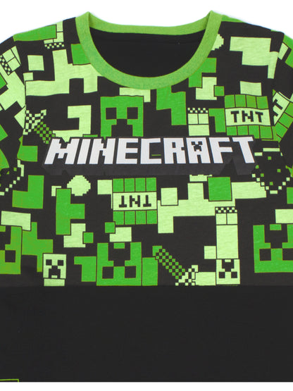 Minecraft Pyjamas for Boys | Kids Long or Short Bottoms Options & Gamer T-Shirt | Children'S Creeper PJ Set Merchandise Gifts 7-8 Years