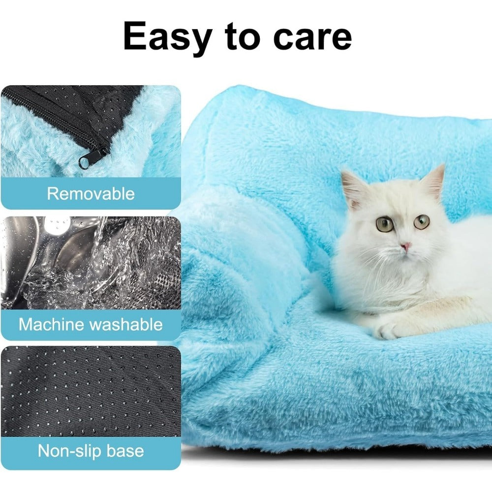 Pet Sofa Bed for Cats and Dogs 66x48x33cm Fluffy Plush Cat Couch with Anti-Slip Base Machine Washable Teddy Fleece Dog Bed for Small Medium Dogs Cats Rabbits