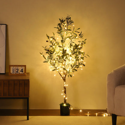 6FT/180cm Artificial Olive Tree Artificial Plant Large Artificial Plant Decoration Indoor Outdoor Home Office Kitchen Living Room Patio Garden Modern Decoration Best for Promotional Housewarming Halloween, Christmas Gift for Keeping Birds and Cats and Oth