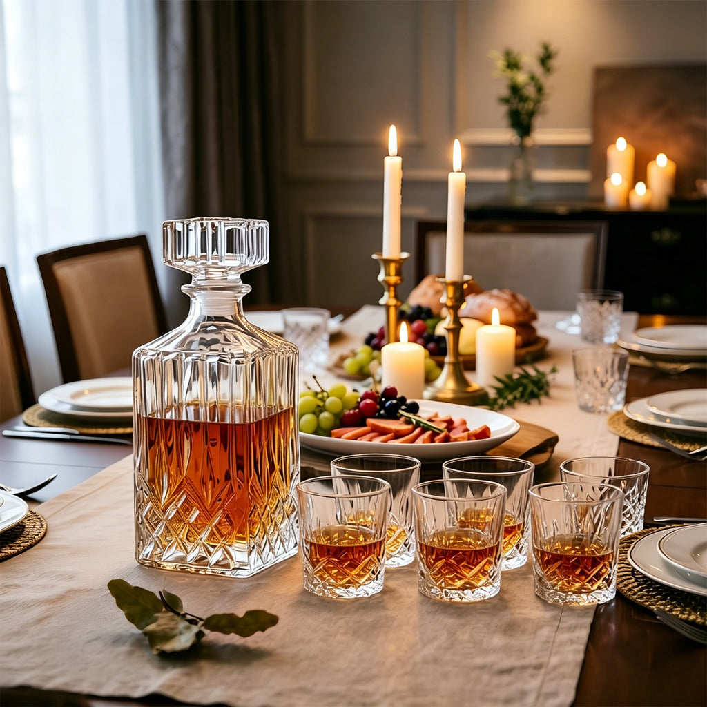 Seven-Piece Whisky Decanter Set – 1L Bottle & Six Glasses