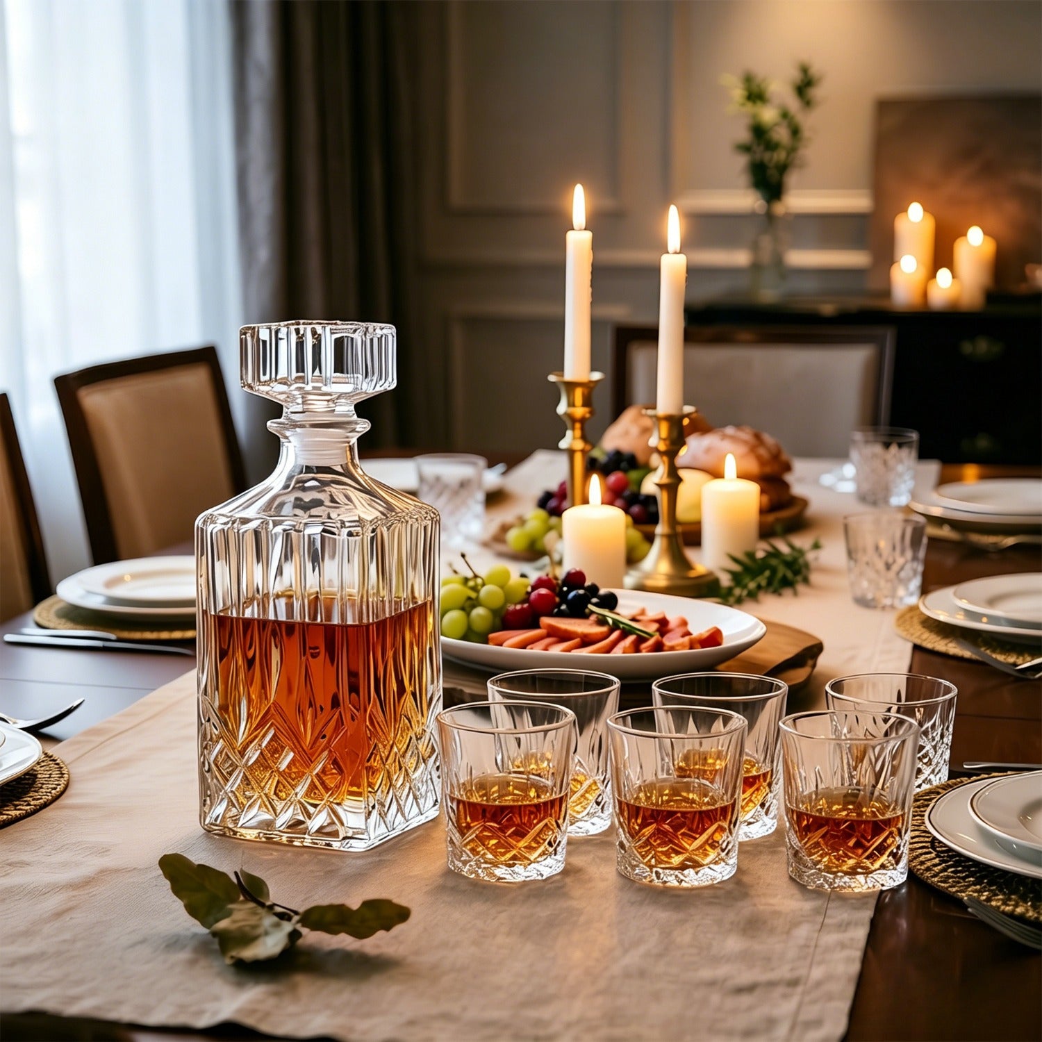 Seven-Piece Whisky Decanter Set – 1L Bottle & Six Glasses