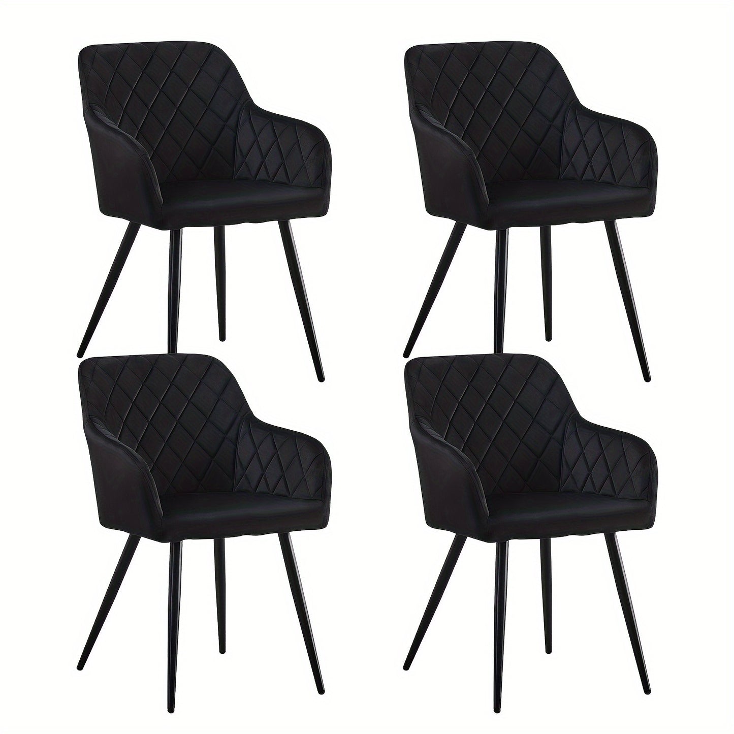 Velvet Leisure Dining Chairs , Upholstered Seat with Arms And Metal Legs , Set Of 2/4 , Occasional Living Room Bedroom Lounge Reception Chairs