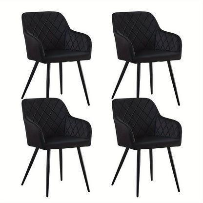 Velvet Leisure Dining Chairs , Upholstered Seat with Arms And Metal Legs , Set Of 2/4 , Occasional Living Room Bedroom Lounge Reception Chairs