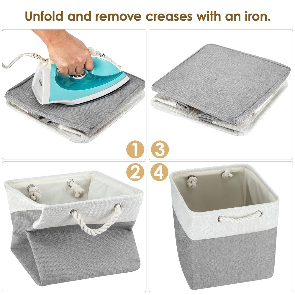 4x Collapsible Organiser 33x33x38 Cm Shelf Basket With Handles For Shelves Closets And Wardrobes Fabric Storage Basket