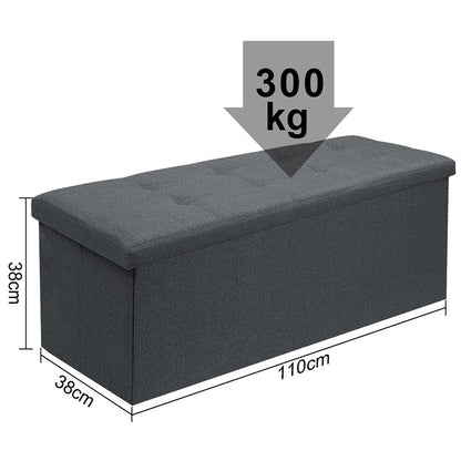 Folding Ottoman Storage Box Seat Stool Home Foot Stool Bench Pouffe Linen Chair