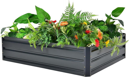 Raised Garden Bed with Greenhouse - 125 x 95 x 92 cm Compact Small Greenhouse With Metal Garden Bed included, Steel Frame, Clear PVC Cover, Zipped Roll up Windows For Plants, Vegetables, Garden