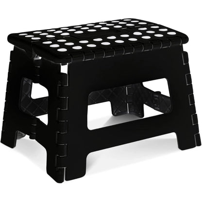 Folding Step Stool 9 Inch with Carry Handle & Anti-Slip Footpad – Lightweight Heavy-Duty Collapsible One-Hand Fold Stool | Kitchen Bathroom Office Outdoor Camping | 300lb Capacity | UK