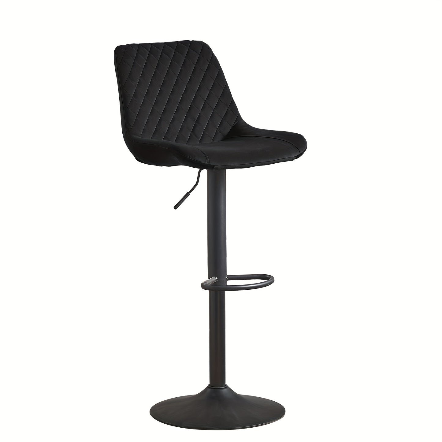 Height Adjustable Bar Stools Set Of 1 Or 2 Velvet Exterior Breakfast Barstools with Black Paint Steel Gas Lift And Footrest for Home Kitchen, Pub, Island Counter