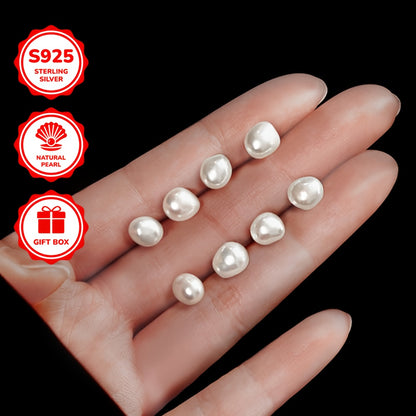 1 Pair of Women's Fashion Stud Earrings, S925 Sterling Silvery Natural Baroque Freshwater Freshwater Pearls Elegant Studs for Daily Wear/Vacation/Valentine's Day/Birthday/Mother's Day Gift, Perfect for Ladies, Comes in a Gift Box