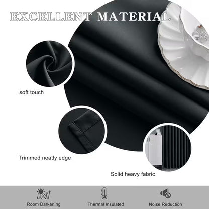 2pcs Premium Blackout Pencil Pleat Curtains – Heavy Duty Thermal Insulated Window Drapes with Matching Ties, Noise Reducing, Energy Saving & UV Blocking, Perfect for Bedroom & Living Room