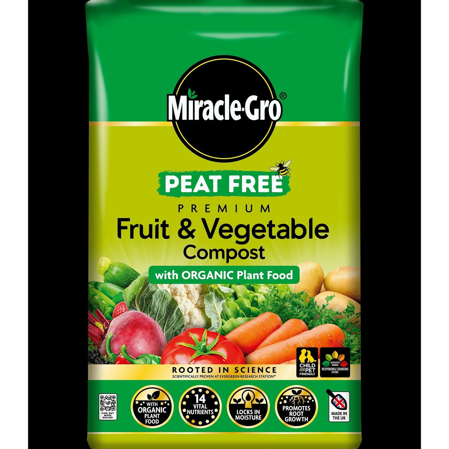 Miracle Gro Performance Organics Fruit and Veg Compost 40L Natural Nutrient Rich Compost for Fruit and Vegetable Gardens