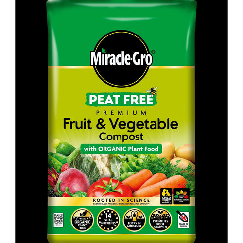 Miracle Gro Performance Organics Fruit and Veg Compost 40L Natural Nutrient Rich Compost for Fruit and Vegetable Gardens
