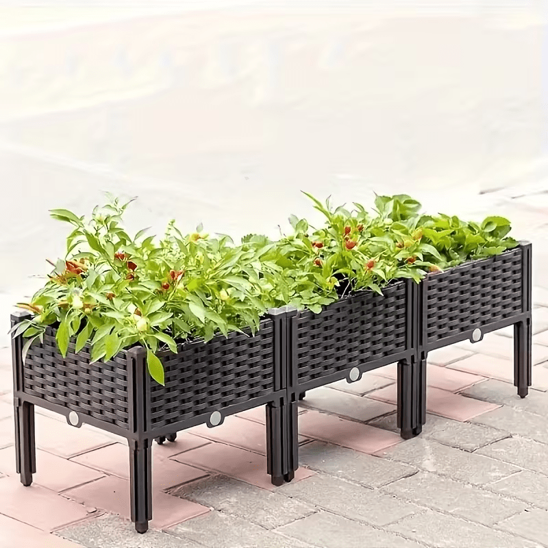 Self-Watering Elevated Raised Garden Bed with Legs - Heavy-Duty PP Plastic Planter Box, Modern Raised Bed for Vegetables, Herbs & Flowers, Lightweight Assembly Outdoor Planter Suitable for Balcony,, Deck