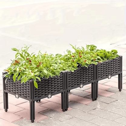 Self-Watering Elevated Raised Garden Bed with Legs - Heavy-Duty PP Plastic Planter Box, Modern Raised Bed for Vegetables, Herbs & Flowers, Lightweight Assembly Outdoor Planter Suitable for Balcony,, Deck