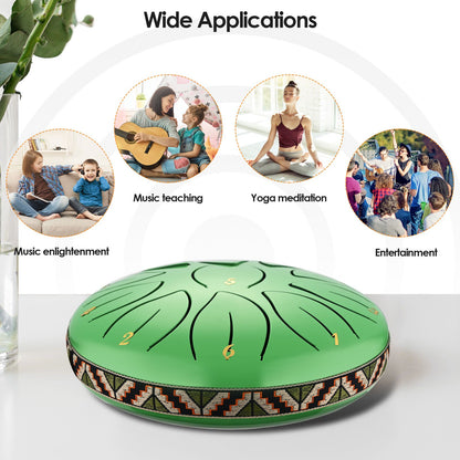 Steel Tongue Drum, 6 Inch 11 Tone Hand Pan Drum, Beginner Percussion Instrument with Carry Bag, Fingerpick, and Mallets for Meditation Yoga Sound Healing
