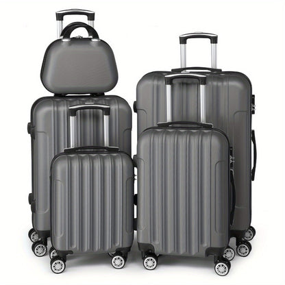 5-Piece ABS Hard Shell Luggage Set with Spinner Wheels – 12 16 20 24 28 Inch Suitcase Set, Lightweight Telescopic Handle, 5 Colours | Free UK Delivery