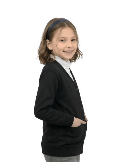 GW CLASSY OUTFIT Girls Button Cardigan Kids School Unifrom Cardigan Fleece Schoolwear Comfortable and Lightweight