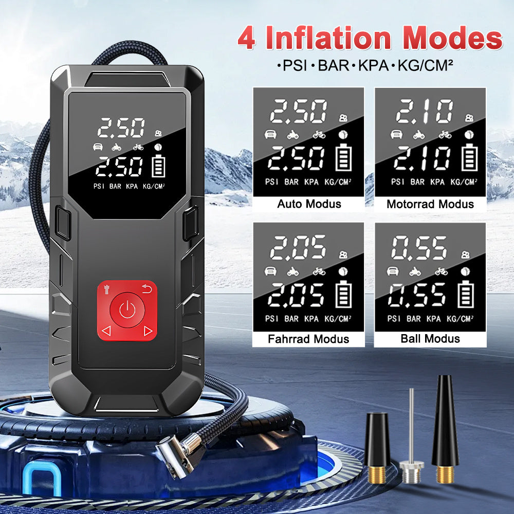 Car Jump Starter & Tyre Inflator 150PSI, Emergency Kit for All Petrol & Diesel Cars, Portable Tyre Inflator with LED Light, 12V Power Bank for Phone Charging, Emergency Battery Booster for Petrol/Diesel Engines, Essential for Travel, Camping & Winter Driv