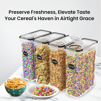 AEX Airtight Food Storage Containers – BPA-Free Plastic Food Storage Containers with 4-Way Lock Lids, Leakproof Dry Food Storage for Cereal, Flour, Sugar & Pasta Stackable Pantry Containers Set Options