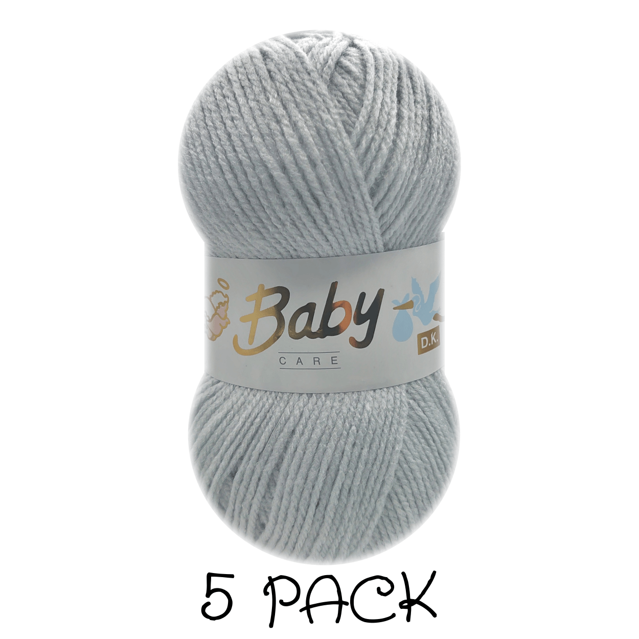 Woolcraft - Baby Care Double Knitting Yarn - 2 or 5 Pack of 100g Balls of 100% Acrylic Yarn - 13 Colours Available - Aqua, Beige, Baby Blue, Oyster, Denim, Lilac, Mint, Peach, Baby Pink, Rouge, Silver, White or Lemon - Perfect for Knitting or Crochet