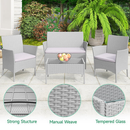 GartistGo Rattan Chair, Set of 4 Rattan Chairs for Indoor and Outdoor Use