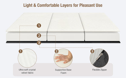 Folding Mattress Single 15cm Tri-Fold Foam Mattress with Removable Washable Cover, Foldable Floor Mattress for Travel, Camping, Guest Bed, Small Spaces