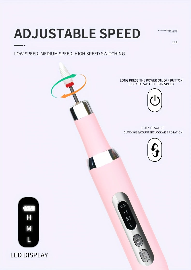 Datimes Cordless Electric Nail Drill Machine Professional with LCD Display & Drill Bits/Sanding Bands Suitable for Acrylic Gel Nails, Manicure/Pedicure Kit for Grinding, Polishing, Trimming, Suitable for & Salon Use, - Nail