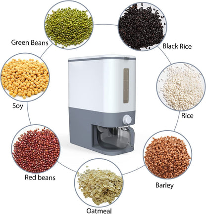 Rice Dispenser Container 10KG - Cereal Containers Storage with Measuring Cup, Sealed Moisture Proof Rice Bucket - Dry Food Grain Flour Soybean for Kitchen Pantry Household, BPA-Free