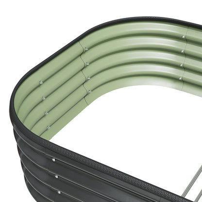 Galvanized Planter Garden Boxes Outdoor, Oval Large Metal Galvanized Raised Garden Bed for Vegetables, 2 Sizes 2 Colours Available