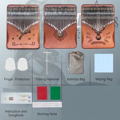 21-Key Thumb Piano Kalimba - Wooden Thumb Piano with Tuning Hammer & Accessories, Portable Acoustic Instrument - Perfect Beginner Gift for Stress Relief & Learning, Fun Instrument for Parties And Gatherings