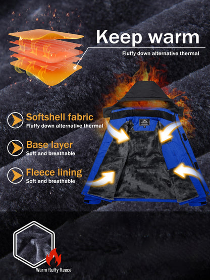 Men's Winter Warm Jackets Fleece Lined Coats Hooded Thermal Outdoor Thick Jacket Heavy Sport Hiking Jogging Camping Fishing Climbing Traveling Skiing Snowboarding Casual Parka