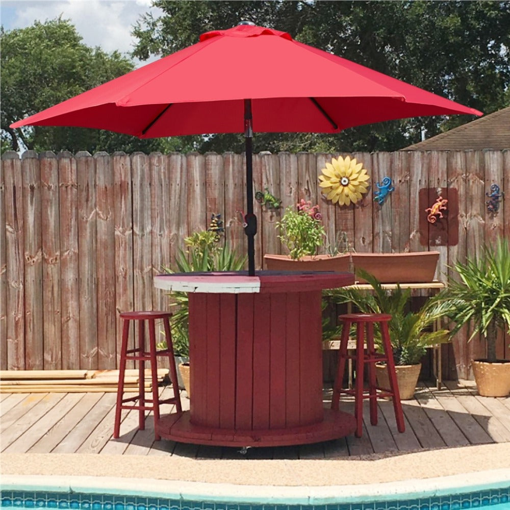 2.3m Garden Parasol with Crank & Tilt – 6-Rib Polyester Patio Umbrella Anti-Rust Pole for Garden, Deck, Poolside & Beach | Market Sun Shade Outdoor