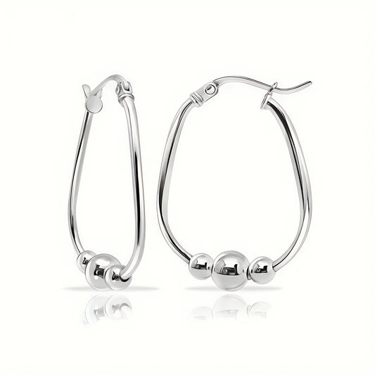 30Mm Drop Beaded Earrings for Women in 925 Sterling Silver, Featuring Moving Round Beads, Free from Nickel And Lead - Elegant And Long-Lasting Designs - Made of Sterling Silver - an Ideal Gift for Various Celebrations (Includes Gift Box)