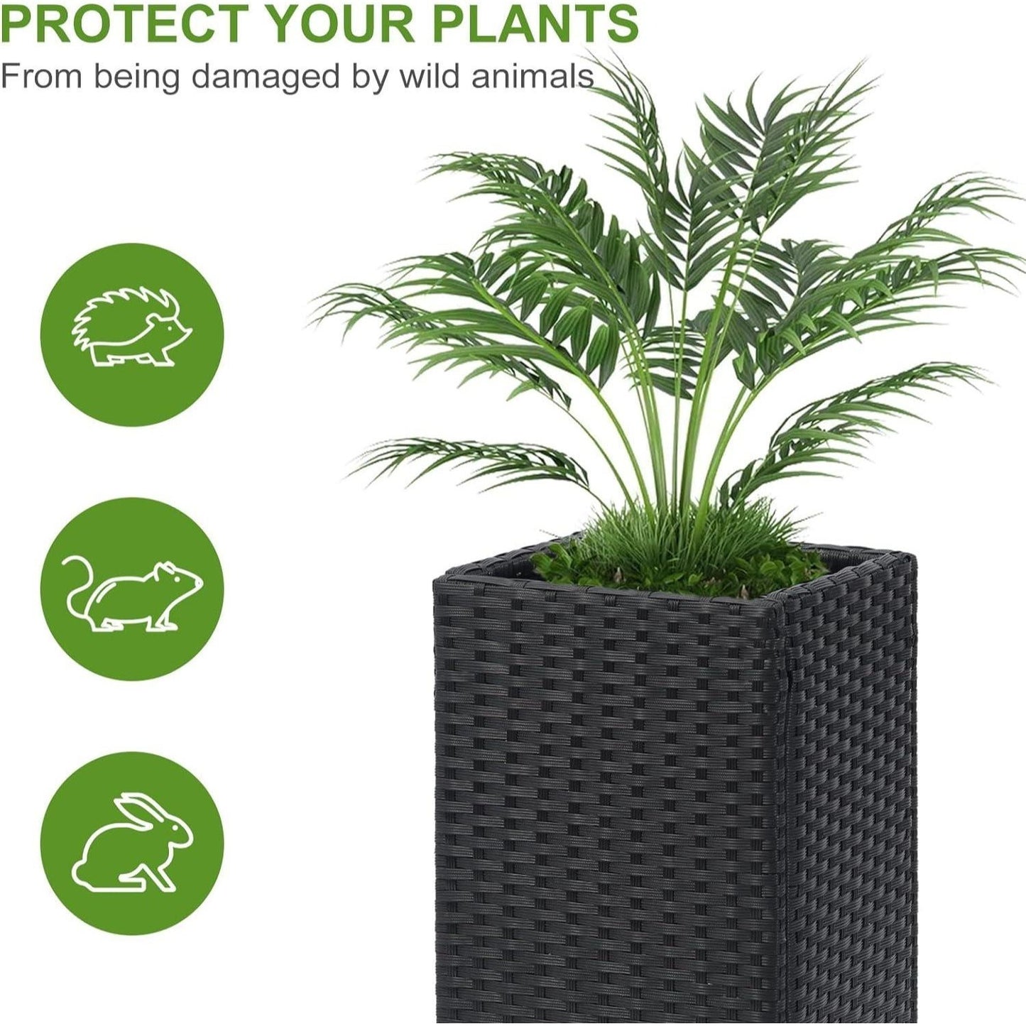 Taylor & Brown 2 Pack Tall Rattan Wicker Planters with Removable Liner, Large Indoor Outdoor Plant Pots 61cm x 30.5cm