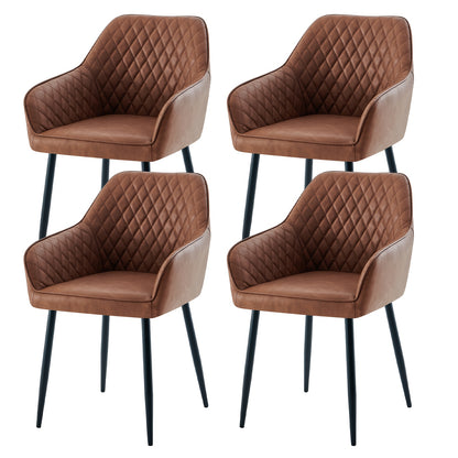 Velvet Dining Chairs with Armrests & Black Metal Legs, Upholstered Armchair 120kg Capacity 43x55x81cm, Set of 1 2 4 or 6 for Dining Room Kitchen Living Room