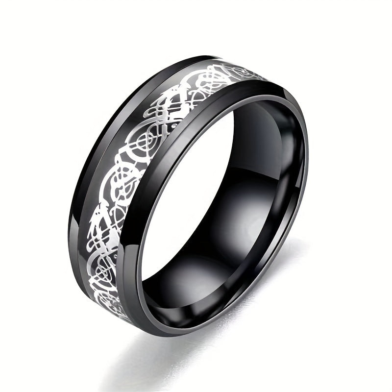 6/9pcs Stainless Steel Dragon Pattern Slice Fashion Men's Women's Finger Ring Set