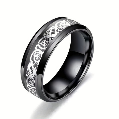6/9pcs Stainless Steel Dragon Pattern Slice Fashion Men's Women's Finger Ring Set