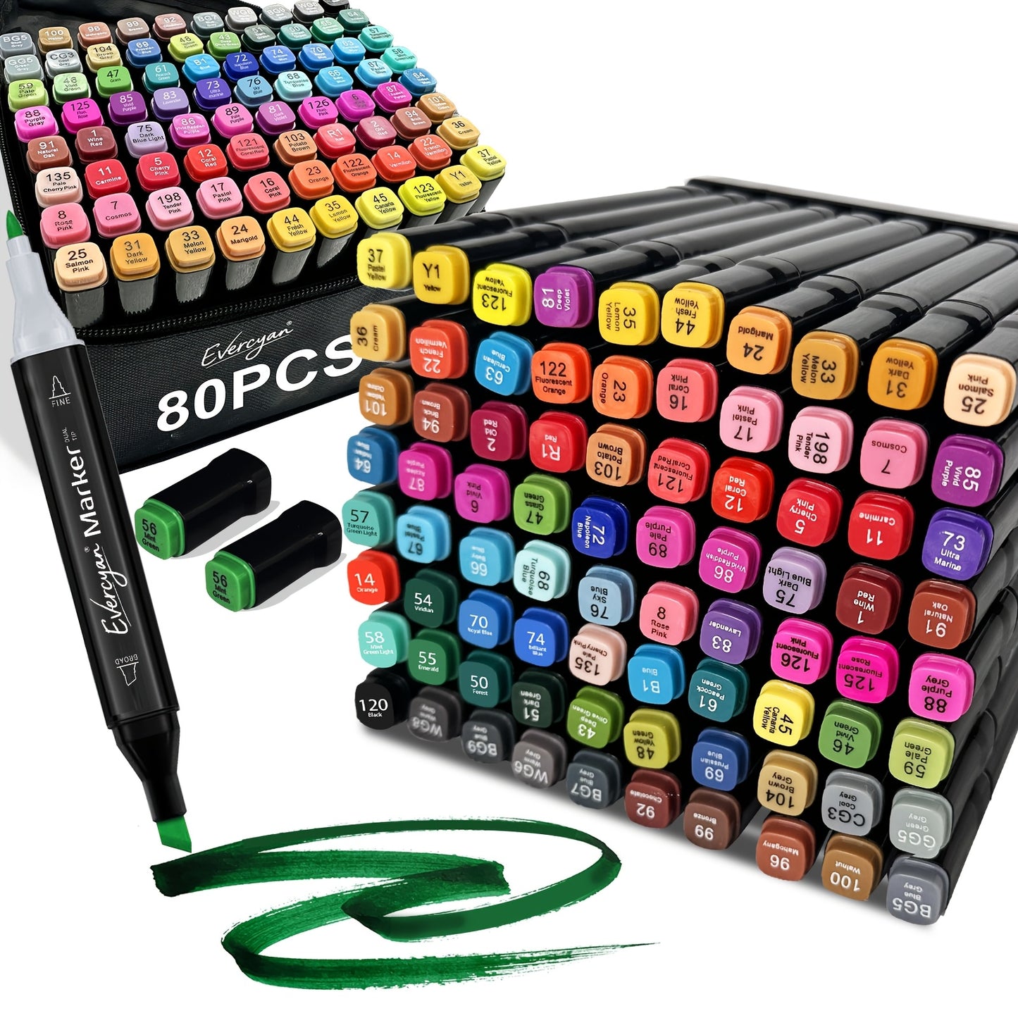 80/120/168 Colours Dual-Tip Alcohol Markers Set With Stand, Permanent Alcohol Marker Pens For Adults Artists, Permanent Art Marker Pens Set For Anime, Manga, Drawing, Sketching And Calligraphy, Colouring Pens Suitable For Professional Art Use