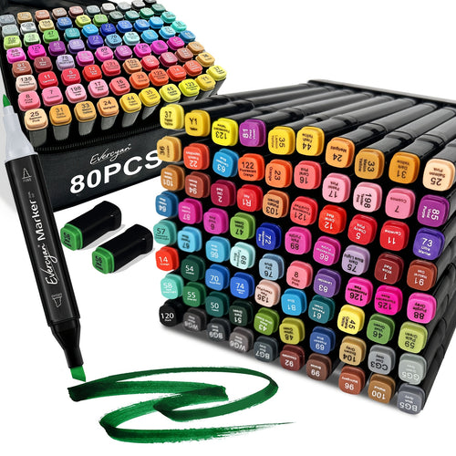 80/120/168 Colours Dual-Tip Alcohol Markers Set With Stand, Permanent Alcohol Marker Pens For Adults Artists, Permanent Art Marker Pens Set For Anime, Manga, Drawing, Sketching And Calligraphy, Colouring Pens Suitable For Professional Art Use