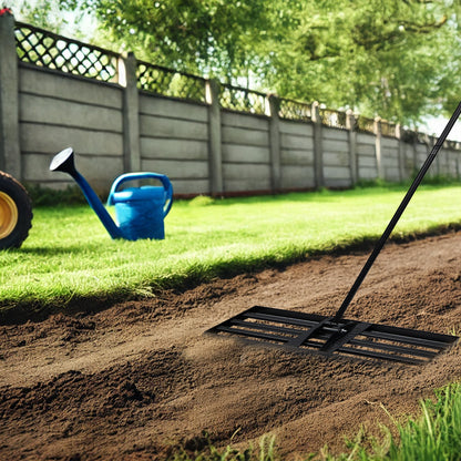 Lawn Leveling Rake, 30"x10" Level LawnTool, Heavy Duty Effort Saving Lawn Level Tool, Stainless Steel Handle Lawn Leveler for Yard Garden Golf Course, Ease Level Soil Sand Dirt Surfaces