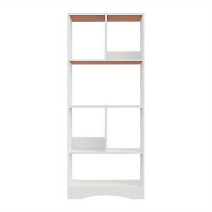 4-Tier Bookcase White Wooden Freestanding Bookshelf 50x17x120cm Open Storage Shelf Tall Shelving Unit for Living Room Home Office Hallway & Dining Room