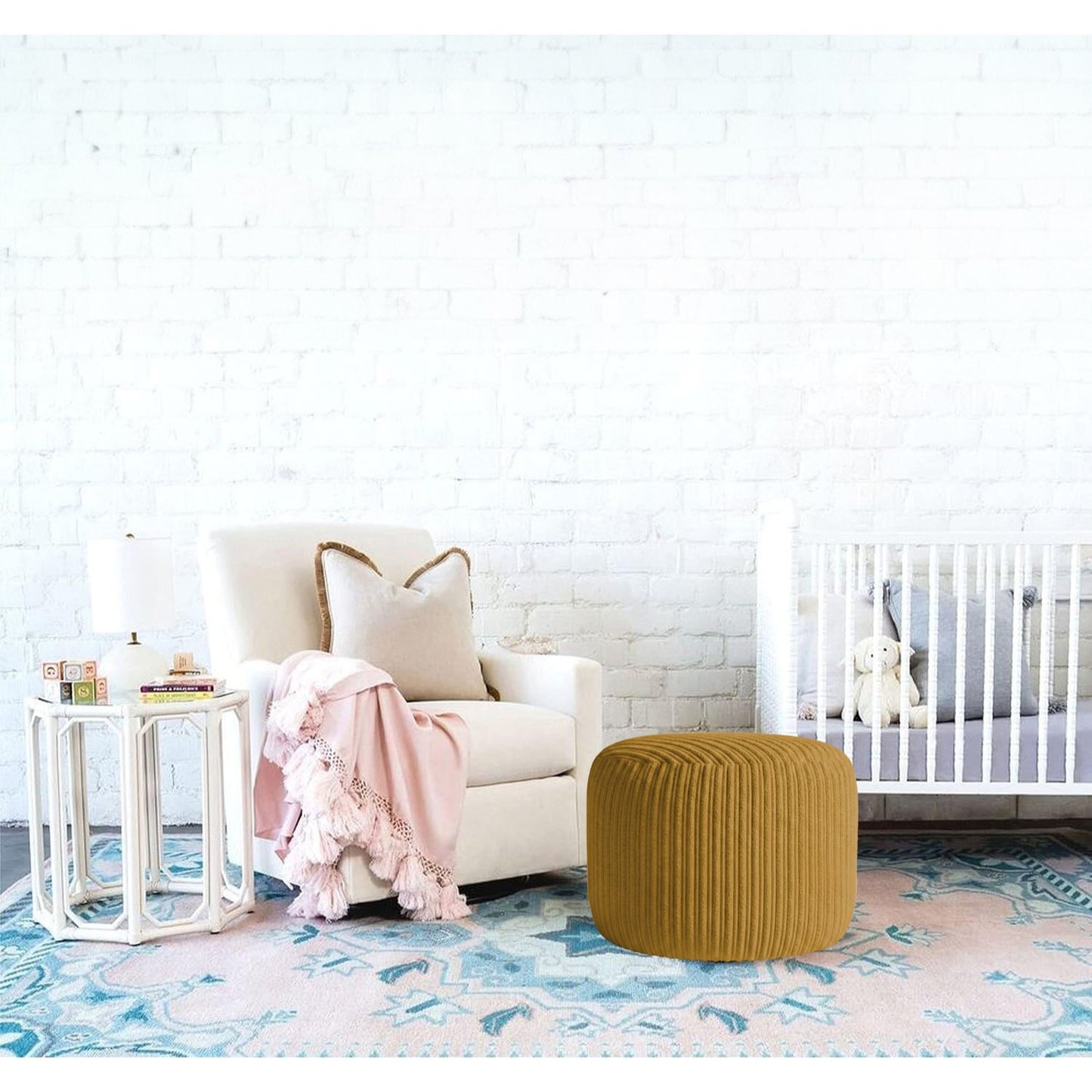 Jumbo Cord Footstool Pouffe, Round Shape Corduroy Bean Bag Ottoman Footrest for Lounge & Bedroom, Durable & Stylish Ergonomic Design