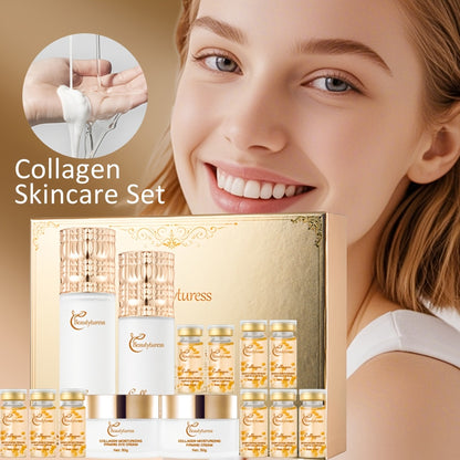 Collagen Skincare Gift Set 14pcs - Deeply Moisturising Collagen Essence Skincare Collection, Lightweight Non-Greasy Formula for All Skin Types, Luxurious Gift Box for Women