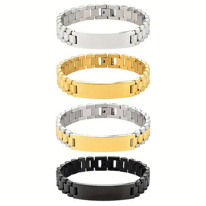 Customized Bar Bracelet - Name Engraving - Personalized Pendant Chain - Hand Jewelry Gift for Women and Men