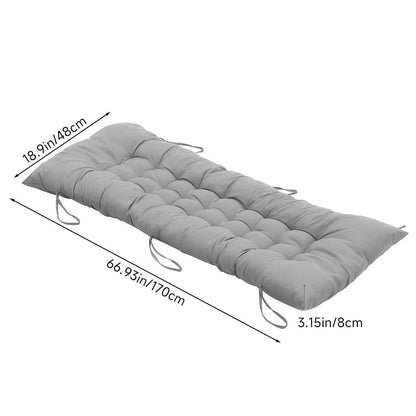 1pc Grey Extra-thick Rectangular Long Cushion (Only Cushion) - Comfortably Seats 2-3 Persons, Soft Touch with Anti-slip Fastening Straps, Indoor/Outdoor Bench Pad for Garden Chairs, Patio Loungers, Dining & Swings, Suitable for Extended Sitting, 48*170*8c