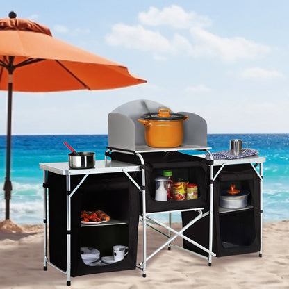 Camping Folding Locker Portable Design Folding Storage Unit Fabric Dark Gray Durable 600D Handbag Material, Suitable for Courtyard Camping Kitchen 165*52*104cm