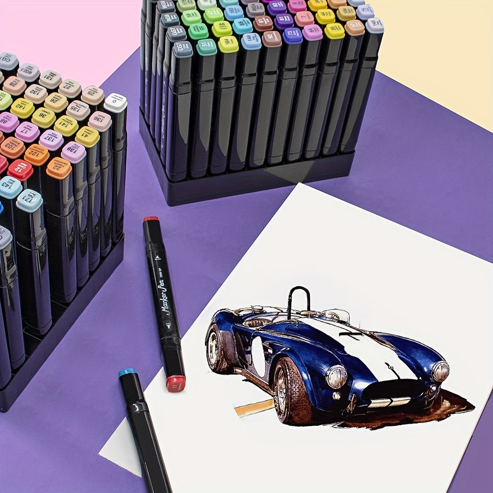 80/120/168 Colours Dual-Tip Alcohol Markers Set With Stand, Permanent Alcohol Marker Pens For Adults Artists, Permanent Art Marker Pens Set For Anime, Manga, Drawing, Sketching And Calligraphy, Colouring Pens Suitable For Professional Art Use